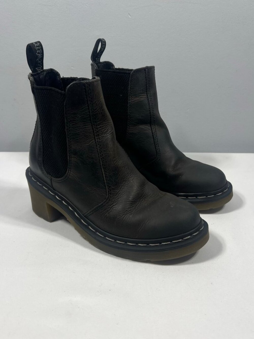 Dr Martens Boots Womens Cadence Chelsea Chunky Heel Leather 6 Pull On Brown UK 4